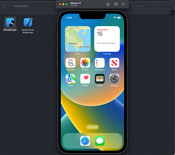 Khởi chạy app Simulator