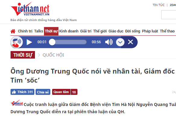 Báo Việt Nam Net sử dụng tính năng Text To Speech