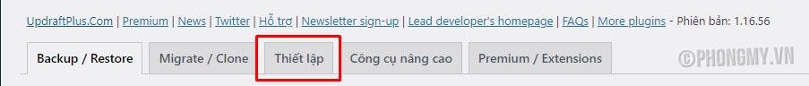 Cài đặt cấu hình cho Updraftplus
