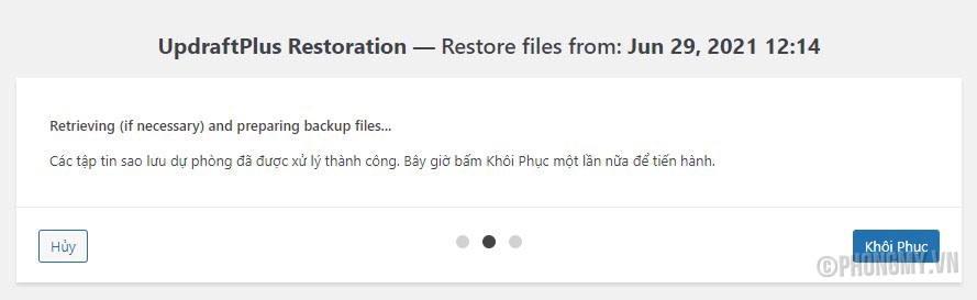 hướng dẫn restore website với updraftplus