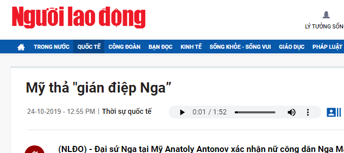 Báo Người Lao Động sử dụng tính năng Text To Speech