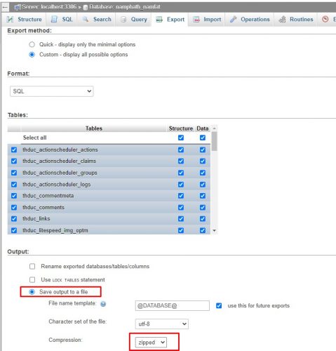 Export cơ sở dữ liệu WordPress